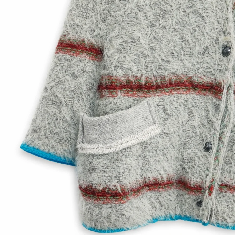 Free People Fair Weather Feather Cardigan Mint Haze S  Boho Shaggy Knit Pockets - Picture 3 of 16